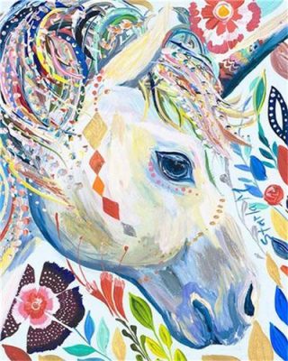 Unicorn Portrait Made of Flowers Animals Painting by numbers