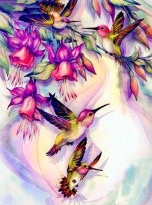 Adorable Hummingbirds Paint by numbers