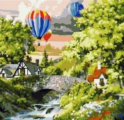 Balloons Over Village Paint By Numbers