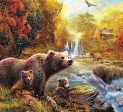 Bears By Stream Paint By Numbers