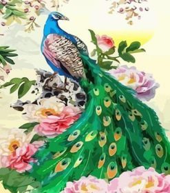 Beautiful Green Peacock Paint By Numbers