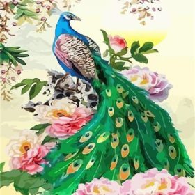 Beautiful Green Peacock Paint By Numbers