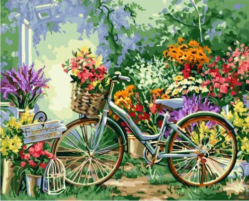 Bicycle Flowers Paint By Numbers