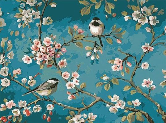 Bird And Flowers Paint By Numbers