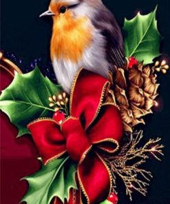 Bird on Christmas Ribbon Paint By Numbers