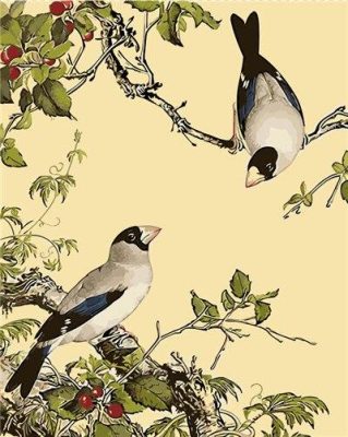 Birds on a Flower Branch Paint By Numbers