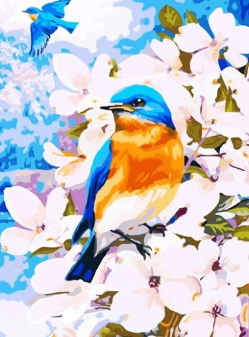 Blue Birds Flower Paint By Numbers