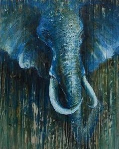 Blue Elephant on Wood Paint By Numbers