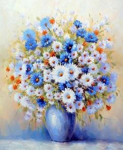 Blue Gypsophila Vase Paint By Numbers