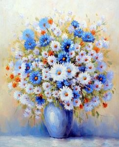 Blue Gypsophila Vase Paint By Numbers