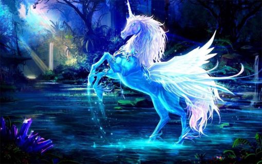 Blue White Unicorn Paint By Numbers