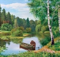 Boat River Forest Paint By Numbers