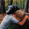 Boy Hugs Dog Paint By Numbers