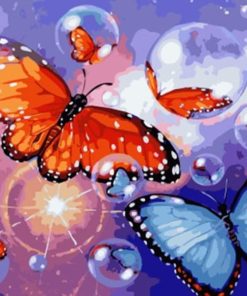 Butterfly in Bubbles Paint By Numbers