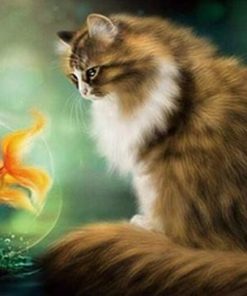Cat And Orange Fish Paint By Numbers