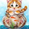 Cat In Fish Bowl Paint By Numbers