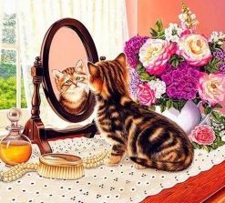 Cat Looking to Mirror Paint By Numbers