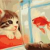 Cat and Fish Paint by numbers