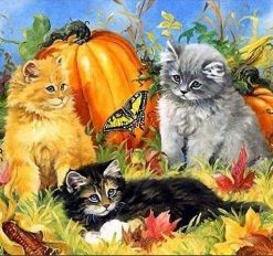 Cats with Pumpkin Paint By Numbers