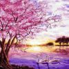 Cherry Tree By Lake Paint By Numbers