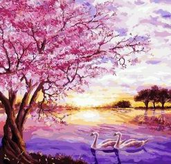 Cherry Tree By Lake Paint By Numbers