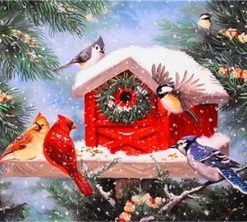 Christmas Bird Feeder Paint By Numbers