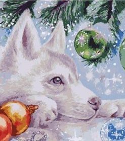 Christmas Husky Dog Paint By Numbers