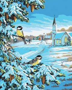 Christmas Snow Birds Paint By Numbers
