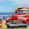 Classic Car on Beach Paint By Numbers