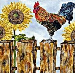Cock With Sunflower Paint By Numbers