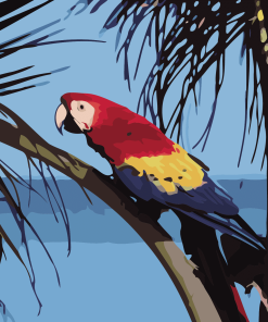 Coconut Tree With Parrot Paint By Numbers