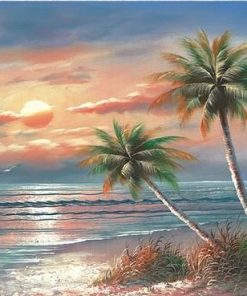 Coconut Trees on Beach Paint By Numbers