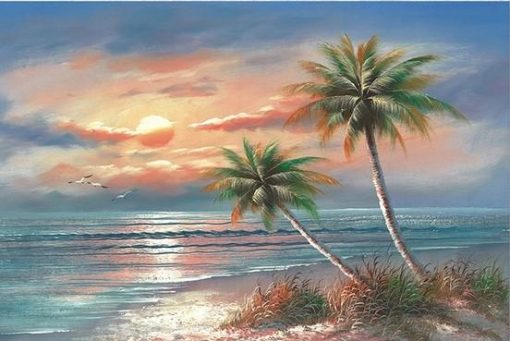 Coconut Trees on Beach Paint By Numbers