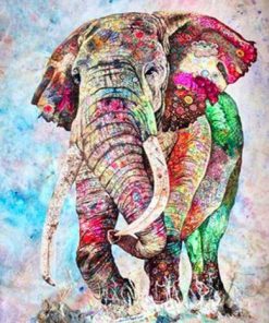 Colored Splash Elephant Paint By Numbers