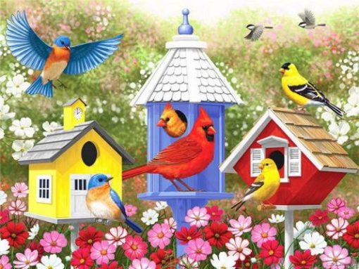 Colorful Birdhouses Paint By Numbers