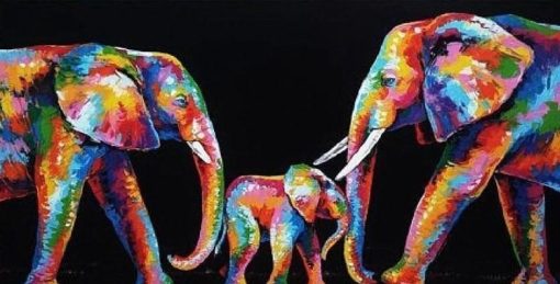 Colorful Elephant Family Paint By Numbers