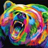 Colorful Growling Bear Paint By Numbers