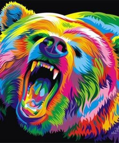 Colorful Growling Bear Paint By Numbers