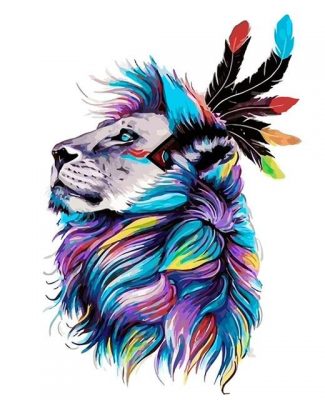 Colorful Lion paint by numbers