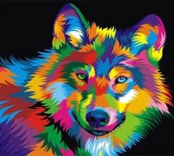 Colourful Wolf Paint By Numbers