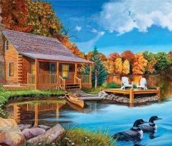 Cottage by The Lake Paint By Numbers
