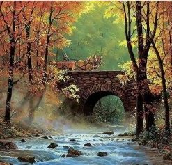 Country Bridge in Autumn Paint By Numbers