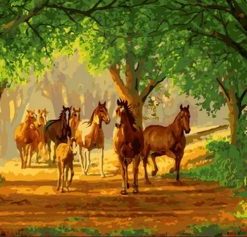Country Lane Horses Paint By Numbers