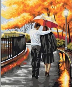 Couple with Umbrella Paint By Numbers