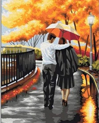 Couple with Umbrella Paint By Numbers