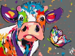 Cow With Butterfly Paint By Numbers