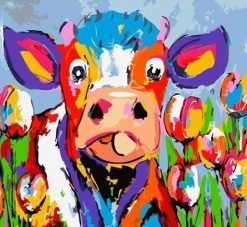 Cow in Flower Field Paint By Numbers