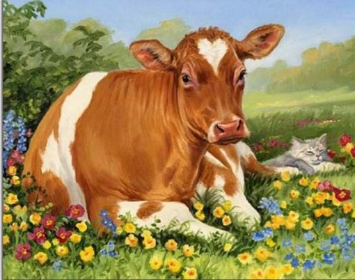 Cows and Cat Paint By Numbers