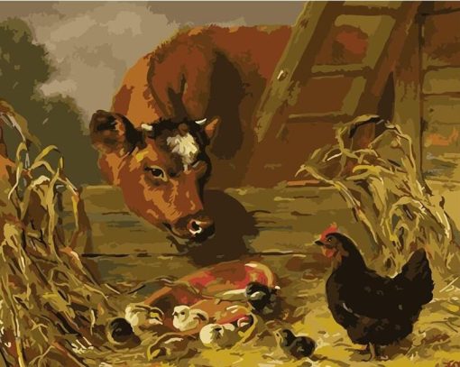 Cows and Chickens Paint By Numbers