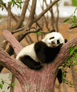 Cozy Panda on Trunk Paint By Numbers